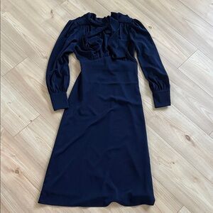 Elegant Long Sleeve Navy Dress
